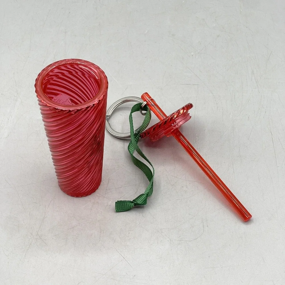 Starbucks Keychain Ornament Cold Cup Charm Christmas‎ 2024 Red Swirl